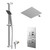 Cubix Polished Chrome Concealed Twin Thermostatic Shower Valve with Diverter and 400mm Square Head with 345mm Wall Arm and Thames Slide Rail Kit - 2 Outlet Right Hand View