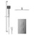 Cubix Polished Chrome Concealed Twin Thermostatic Shower Valve with Diverter and 400mm Square Head with 345mm Wall Arm and Thames Slide Rail Kit - 2 Outlet Front View