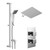 Cubix Polished Chrome Concealed Twin Thermostatic Shower Valve with Diverter and 400mm Square Head with 345mm Wall Arm and Thames Slide Rail Kit - 2 Outlet Left Hand View