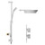 Cubix Polished Chrome Concealed Twin Thermostatic Shower Valve with Diverter and 400mm Square Head with 345mm Wall Arm and Thames Slide Rail Kit - 2 Outlet View from Side