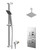 Cubix Polished Chrome Concealed Twin Thermostatic Shower Valve with Diverter and 200mm Square Head with 150mm Ceiling Arm and Thames Slide Rail Kit - 2 Outlet Right Hand View