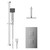 Cubix Polished Chrome Concealed Twin Thermostatic Shower Valve with Diverter and 200mm Square Head with 150mm Ceiling Arm and Thames Slide Rail Kit - 2 Outlet Front View
