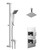 Cubix Polished Chrome Concealed Twin Thermostatic Shower Valve with Diverter and 200mm Square Head with 150mm Ceiling Arm and Thames Slide Rail Kit - 2 Outlet Left Hand View