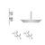Cubix Polished Chrome Concealed Twin Thermostatic Shower Valve with Diverter and 400mm Square Head with 150mm Ceiling Arm and 4 Body Jets - 2 Outlet View from Side