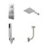 Cubix Polished Chrome Concealed Triple Thermostatic Shower Valve with Diverter and 200mm Square Head with 345mm Wall Arm and Outlet Holder with Kit and Free-Flow Bath Filler - 3 Outlet Right Hand View