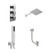 Cubix Polished Chrome Concealed Triple Thermostatic Shower Valve with Diverter and 200mm Square Head with 345mm Wall Arm and Outlet Holder with Kit and Free-Flow Bath Filler - 3 Outlet Left Hand View