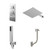 Cubix Polished Chrome Concealed Triple Thermostatic Shower Valve with Diverter and 300mm Square Head with 345mm Wall Arm and Outlet Holder with Kit and Free-Flow Bath Filler - 3 Outlet Right Hand View