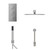 Cubix Polished Chrome Concealed Triple Thermostatic Shower Valve with Diverter and 300mm Square Head with 345mm Wall Arm and Outlet Holder with Kit and Free-Flow Bath Filler - 3 Outlet Front View