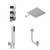 Cubix Polished Chrome Concealed Triple Thermostatic Shower Valve with Diverter and 300mm Square Head with 345mm Wall Arm and Outlet Holder with Kit and Free-Flow Bath Filler - 3 Outlet Left Hand View