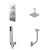 Cubix Polished Chrome Concealed Triple Thermostatic Shower Valve with Diverter and 200mm Square Head with 150mm Ceiling Arm and Outlet Holder with Kit and Free-Flow Bath Filler - 3 Outlet Right Hand View