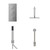Cubix Polished Chrome Concealed Triple Thermostatic Shower Valve with Diverter and 200mm Square Head with 150mm Ceiling Arm and Outlet Holder with Kit and Free-Flow Bath Filler - 3 Outlet Front View