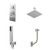 Cubix Polished Chrome Concealed Triple Thermostatic Shower Valve with Diverter and 300mm Square Head with 150mm Ceiling Arm and Outlet Holder with Kit and Free-Flow Bath Filler - 3 Outlet Right Hand View