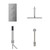 Cubix Polished Chrome Concealed Triple Thermostatic Shower Valve with Diverter and 300mm Square Head with 150mm Ceiling Arm and Outlet Holder with Kit and Free-Flow Bath Filler - 3 Outlet Front View