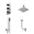 Cubix Polished Chrome Concealed Triple Thermostatic Shower Valve with Diverter and 300mm Square Head with 150mm Ceiling Arm and Outlet Holder with Kit and Free-Flow Bath Filler - 3 Outlet Left Hand View
