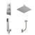Cubix Polished Chrome Concealed Triple Thermostatic Shower Valve with Diverter and 400mm Square Head with 150mm Ceiling Arm and Outlet Holder with Kit and Free-Flow Bath Filler - 3 Outlet Right Hand View