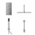 Cubix Polished Chrome Concealed Triple Thermostatic Shower Valve with Diverter and 400mm Square Head with 150mm Ceiling Arm and Outlet Holder with Kit and Free-Flow Bath Filler - 3 Outlet Front View