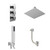 Cubix Polished Chrome Concealed Triple Thermostatic Shower Valve with Diverter and 400mm Square Head with 150mm Ceiling Arm and Outlet Holder with Kit and Free-Flow Bath Filler - 3 Outlet Left Hand View