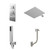 Cubix Polished Chrome Concealed Triple Thermostatic Shower Valve with Diverter and 400mm Square Head with 345mm Wall Arm and Outlet Holder with Kit and Free-Flow Bath Filler - 3 Outlet Right Hand View