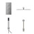 Cubix Polished Chrome Concealed Triple Thermostatic Shower Valve with Diverter and 400mm Square Head with 345mm Wall Arm and Outlet Holder with Kit and Free-Flow Bath Filler - 3 Outlet Front View