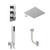 Cubix Polished Chrome Concealed Triple Thermostatic Shower Valve with Diverter and 400mm Square Head with 345mm Wall Arm and Outlet Holder with Kit and Free-Flow Bath Filler - 3 Outlet Left Hand View