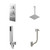 Cubix Polished Chrome Concealed Triple Thermostatic Shower Valve with Diverter and 200mm Square Head with 300mm Ceiling Arm and Outlet Holder with Kit and Free-Flow Bath Filler - 3 Outlet Right Hand View