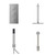 Cubix Polished Chrome Concealed Triple Thermostatic Shower Valve with Diverter and 200mm Square Head with 300mm Ceiling Arm and Outlet Holder with Kit and Free-Flow Bath Filler - 3 Outlet Front View