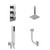 Cubix Polished Chrome Concealed Triple Thermostatic Shower Valve with Diverter and 200mm Square Head with 300mm Ceiling Arm and Outlet Holder with Kit and Free-Flow Bath Filler - 3 Outlet Left Hand View
