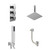 Cubix Polished Chrome Concealed Triple Thermostatic Shower Valve with Diverter and 300mm Square Head with 300mm Ceiling Arm and Outlet Holder with Kit and Free-Flow Bath Filler - 3 Outlet Left Hand View