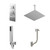 Cubix Polished Chrome Concealed Triple Thermostatic Shower Valve with Diverter and 400mm Square Head with 300mm Ceiling Arm and Outlet Holder with Kit and Free-Flow Bath Filler - 3 Outlet Right Hand View
