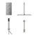 Cubix Polished Chrome Concealed Triple Thermostatic Shower Valve with Diverter and 400mm Square Head with 300mm Ceiling Arm and Outlet Holder with Kit and Free-Flow Bath Filler - 3 Outlet Front View