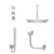 Cubix Polished Chrome Concealed Triple Thermostatic Shower Valve with Diverter and 400mm Square Head with 300mm Ceiling Arm and Outlet Holder with Kit and Free-Flow Bath Filler - 3 Outlet View from Side