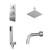 Cubix Polished Chrome Concealed Triple Thermostatic Shower Valve with Diverter and 300mm Square Head with 150mm Ceiling Arm and Outlet Holder with Kit and Bath Spout - 3 Outlet Right Hand View