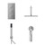 Cubix Polished Chrome Concealed Triple Thermostatic Shower Valve with Diverter and 300mm Square Head with 150mm Ceiling Arm and Outlet Holder with Kit and Bath Spout - 3 Outlet Front View