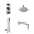 Cubix Polished Chrome Concealed Triple Thermostatic Shower Valve with Diverter and 300mm Square Head with 150mm Ceiling Arm and Outlet Holder with Kit and Bath Spout - 3 Outlet Left Hand View