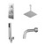 Cubix Polished Chrome Concealed Triple Thermostatic Shower Valve with Diverter and 300mm Square Head with 300mm Ceiling Arm and Outlet Holder with Kit and Bath Spout - 3 Outlet Right Hand View