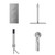 Cubix Polished Chrome Concealed Triple Thermostatic Shower Valve with Diverter and 300mm Square Head with 300mm Ceiling Arm and Outlet Holder with Kit and Bath Spout - 3 Outlet Front View