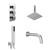 Cubix Polished Chrome Concealed Triple Thermostatic Shower Valve with Diverter and 300mm Square Head with 300mm Ceiling Arm and Outlet Holder with Kit and Bath Spout - 3 Outlet Left Hand View