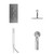 Circo Polished Chrome Concealed Triple Thermostatic Shower Valve with Diverter and 200mm Round Head with 345mm Wall Arm and Outlet Holder with Kit and Bath Spout - 3 Outlet Front View