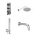 Circo Polished Chrome Concealed Triple Thermostatic Shower Valve with Diverter and 200mm Round Head with 345mm Wall Arm and Outlet Holder with Kit and Bath Spout - 3 Outlet Left Hand View