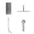 Circo Polished Chrome Concealed Triple Thermostatic Shower Valve with Diverter and 400mm Round Head with 345mm Wall Arm and Outlet Holder with Kit and Bath Spout - 3 Outlet Front View