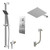 Cubix Polished Chrome Concealed Triple Thermostatic Shower Valve with Diverter and 300mm Square Head with 345mm Wall Arm and Thames Slide Rail Kit with Free-Flow Bath Filler - 3 Outlet Right Hand View