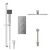 Cubix Polished Chrome Concealed Triple Thermostatic Shower Valve with Diverter and 300mm Square Head with 345mm Wall Arm and Thames Slide Rail Kit with Free-Flow Bath Filler - 3 Outlet Front View