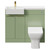 Napoli Combination Olive Green 1000mm Vanity Unit Toilet Suite with Left Hand Square Semi Recessed 1 Tap Hole Basin and 2 Doors with Brushed Brass Handles Front View
