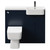 Napoli Combination Deep Blue 1000mm Vanity Unit Toilet Suite with Right Hand Round Semi Recessed 1 Tap Hole Basin and 2 Doors with Gunmetal Grey Handles Front View