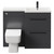 Napoli 390 Combination Gloss Grey 1100mm Vanity Unit Toilet Suite with Right Hand L Shaped 1 Tap Hole Basin and 2 Drawers with Matt Black Handles Front View