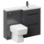 Napoli 390 Combination Gloss Grey 1100mm Vanity Unit Toilet Suite with Right Hand L Shaped 1 Tap Hole Basin and 2 Drawers with Matt Black Handles Left Hand View