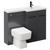 Napoli 390 Combination Gloss Grey 1100mm Vanity Unit Toilet Suite with Right Hand L Shaped 1 Tap Hole Basin and 2 Doors with Matt Black Handles Left Hand View