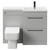 Napoli 390 Combination Gloss Grey Pearl 1100mm Vanity Unit Toilet Suite with Right Hand L Shaped 1 Tap Hole Basin and 2 Drawers with Matt Black Handles Front View