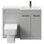 Napoli 390 Combination Gloss Grey Pearl 1100mm Vanity Unit Toilet Suite with Right Hand L Shaped 1 Tap Hole Basin and 2 Doors with Matt Black Handles Front View