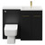 Napoli 390 Combination Nero Oak 1100mm Vanity Unit Toilet Suite with Right Hand L Shaped 1 Tap Hole Basin and 2 Doors with Brushed Brass Handles Front View